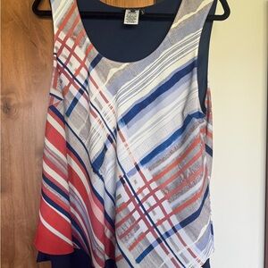 NIC+ZOE Red and Blue Striped Tank Top